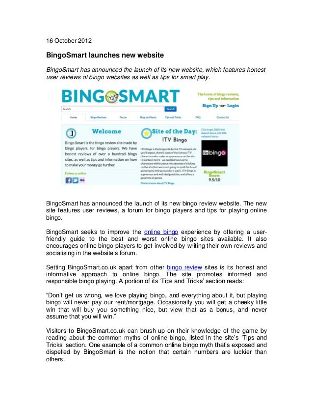 Bingosmart Website Launch Press Release