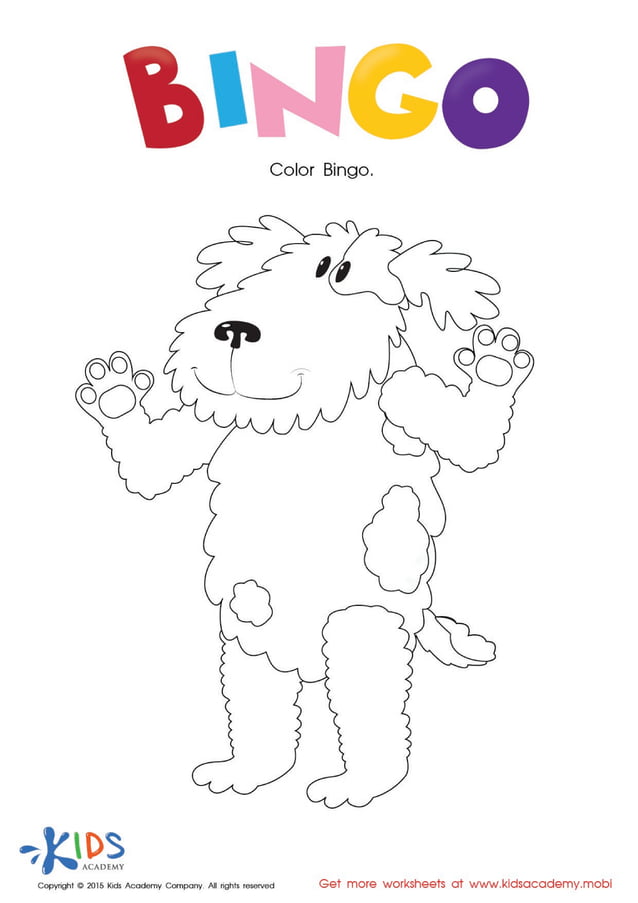 Bingo song Lyrics and Funny Coloring Pages for Kids