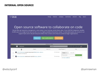 @samnewman@velocityconf
INTERNAL OPEN SOURCE
 