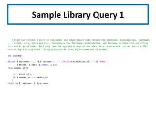 Sample Library Query 1