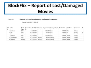 BlockFlix – Report of Lost/Damaged Movies
