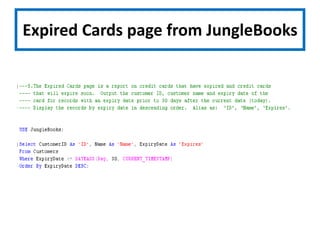 Expired Cards page from JungleBooks