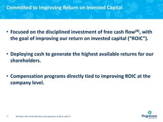 Committed to Improving Return on Invested Capital

• Focused on the disciplined investment of free cash flow(B), with
the goal of improving our return on invested capital (“ROIC”).
• Deploying cash to generate the highest available returns for our
shareholders.
• Compensation programs directly tied to improving ROIC at the
company level.

11

(B) Please refer to the definition and explanation of (B) on slide 37.

 