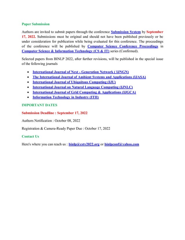 2nd International Conference On Big Data Iot Nlp Binlp 2022 Pdf 2nd International Conference On Big Data Iot Nlp Binlp 2022 Pdf