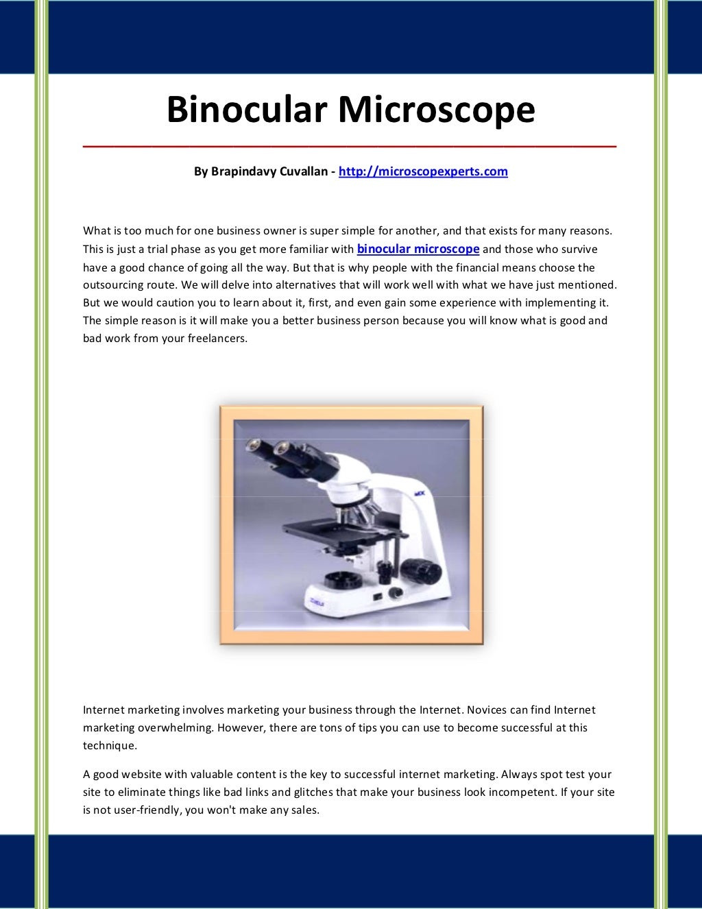 Binocular microscope