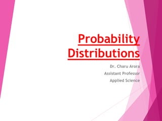 Probability
Distributions
Dr. Charu Arora
Assistant Professor
Applied Science
 