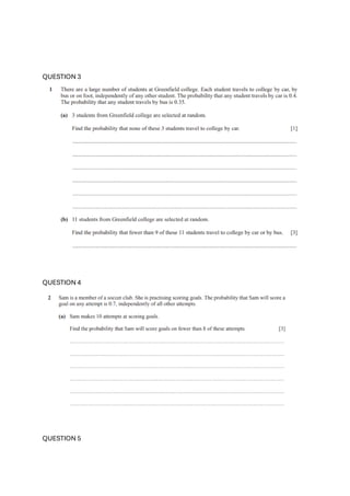 QUESTION 3
QUESTION 4
QUESTION 5
 