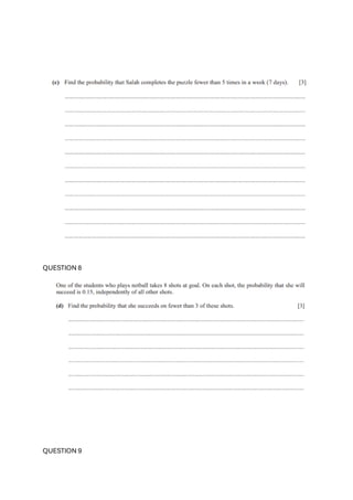 QUESTION 8
QUESTION 9
 