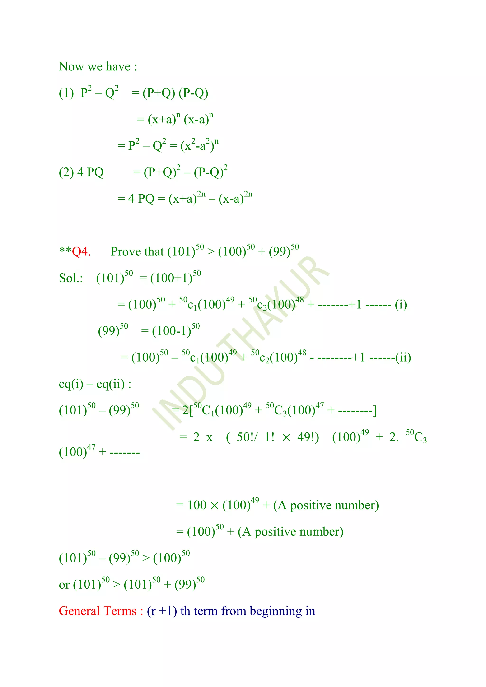 Binomial theorem | DOCX | Chemistry | Science