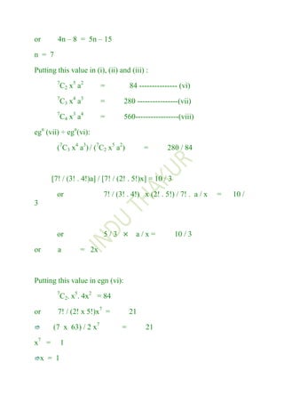 Binomial Theorem Binomial Theorem
