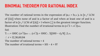 Bi Nomial Rational Expression Examples binomial theorem presentation basic mathematics | PDF