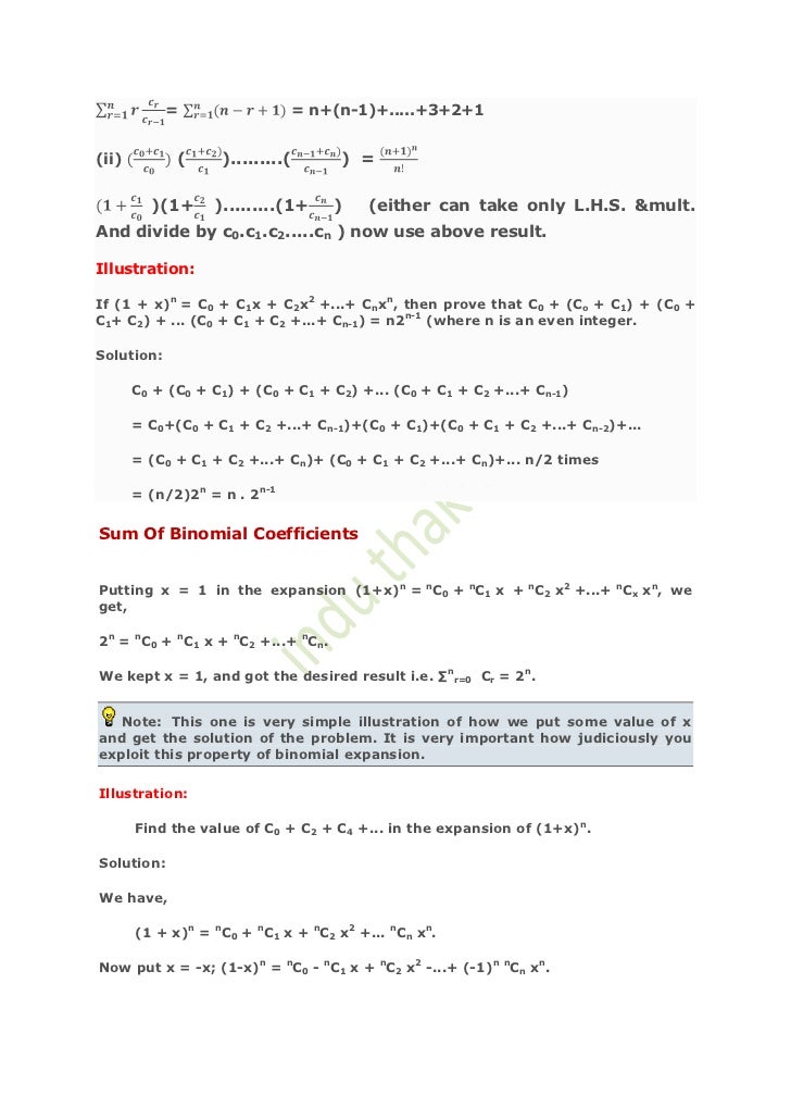 Binomial Theorem For Any Index