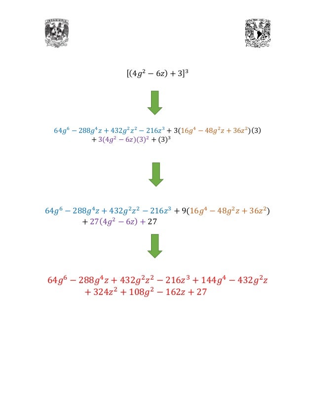 Desarrollo de un binomio al cubo