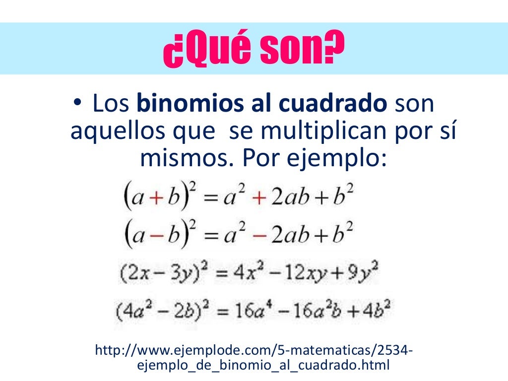 Binomios al cuadrado
