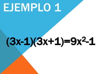 EJEMPLO 1
(3x-1)(3x+1)=9x2-1
 