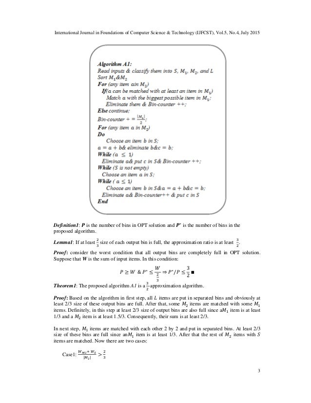 Bin packing problem two approximation