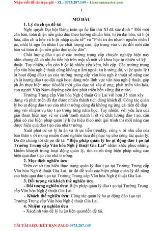 Biện Pháp QuẢn Lý HoẠt Động Đào TẠo Tại Trường Trung Cấp Văn Hóa NghỆ ...