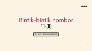 11-30
Bintik-bintik nombor
BY NURUL SYUHADAH SOLEHA
 