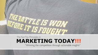 The Sun Tzu Principles in

MARKETING TODAY!!!
        “Winning the competition through actionable insights”
 