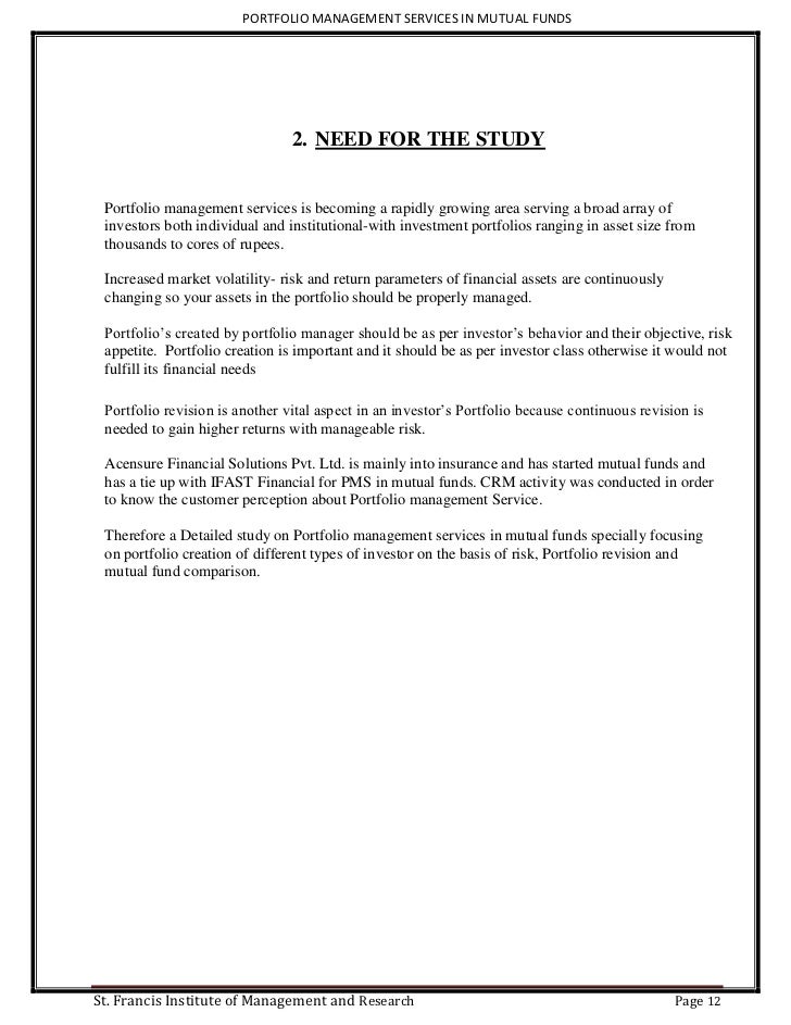 Research paper on portfolio management services ltd