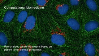 Title Text
Subtitle text
Personalized cancer treatments based on
patient tumor genetic screenings
Computational biomedicine
 