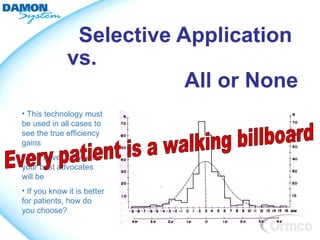 Selective Application
              vs.
                          All or None
• This technology must
be used in all cases to
see the true efficiency
gains
• You never know who
your best advocates
will be
• If you know it is better
for patients, how do
you choose?
 