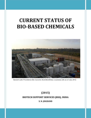 CURRENT STATUS OF
BIO-BASED CHEMICALS
(2015)
BIOTECH SUPPORT SERVICES (BSS), INDIA
S. N. JOGDAND
 