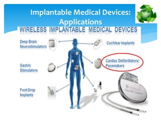 Implantable Medical Devices:
Applications
 