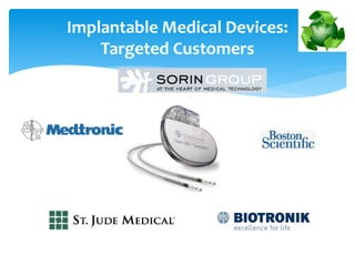 Implantable Medical Devices:
Targeted Customers
 