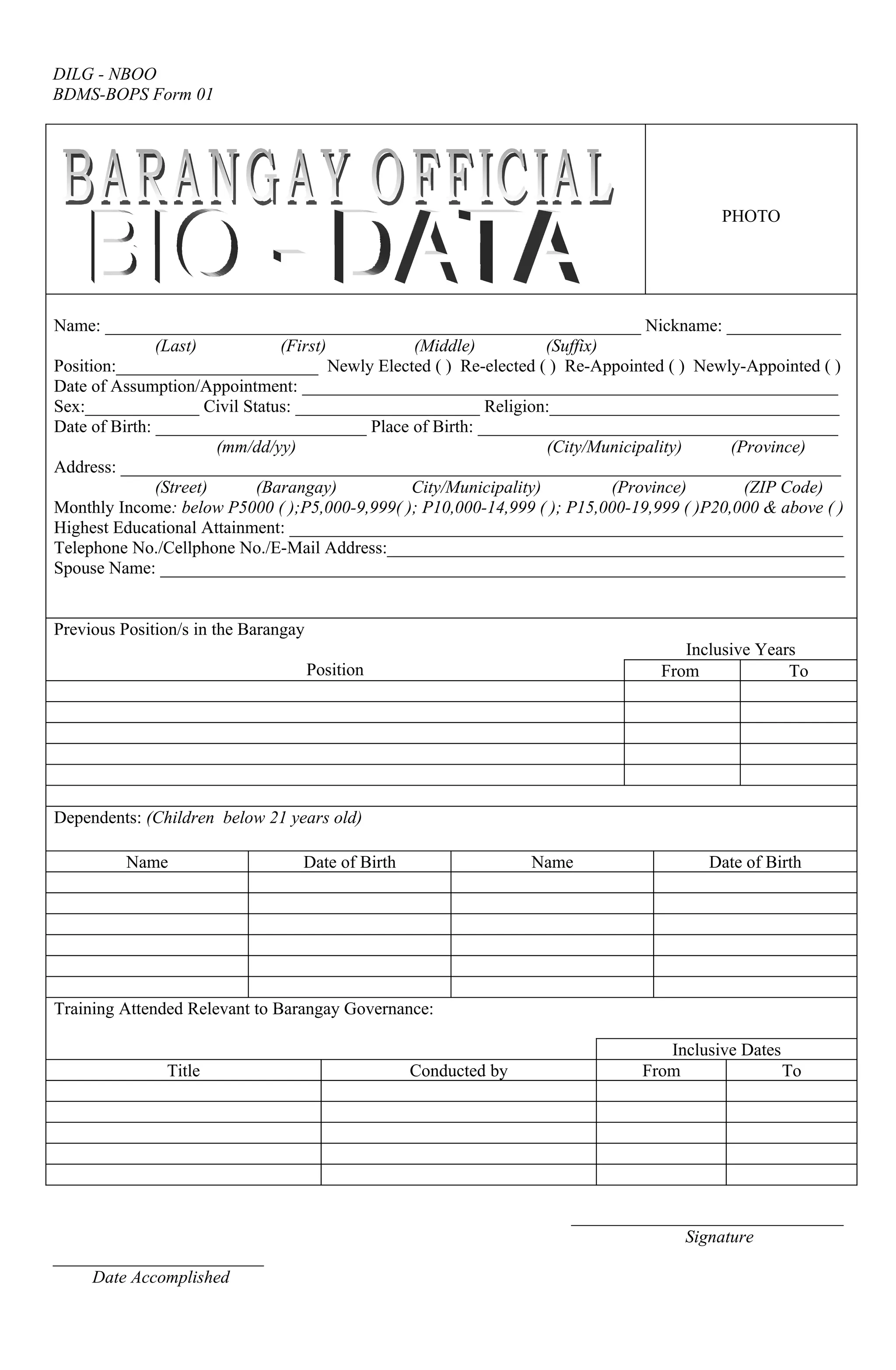 Bgpms Data Capture Form.pdf Bio data bgy. official | DOC