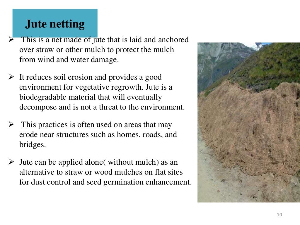 Bio engineering methods and their control for soil erosion