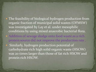 Bio hydrogen production from waste materials | PPTX