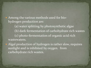 Bio hydrogen production from waste materials | PPTX