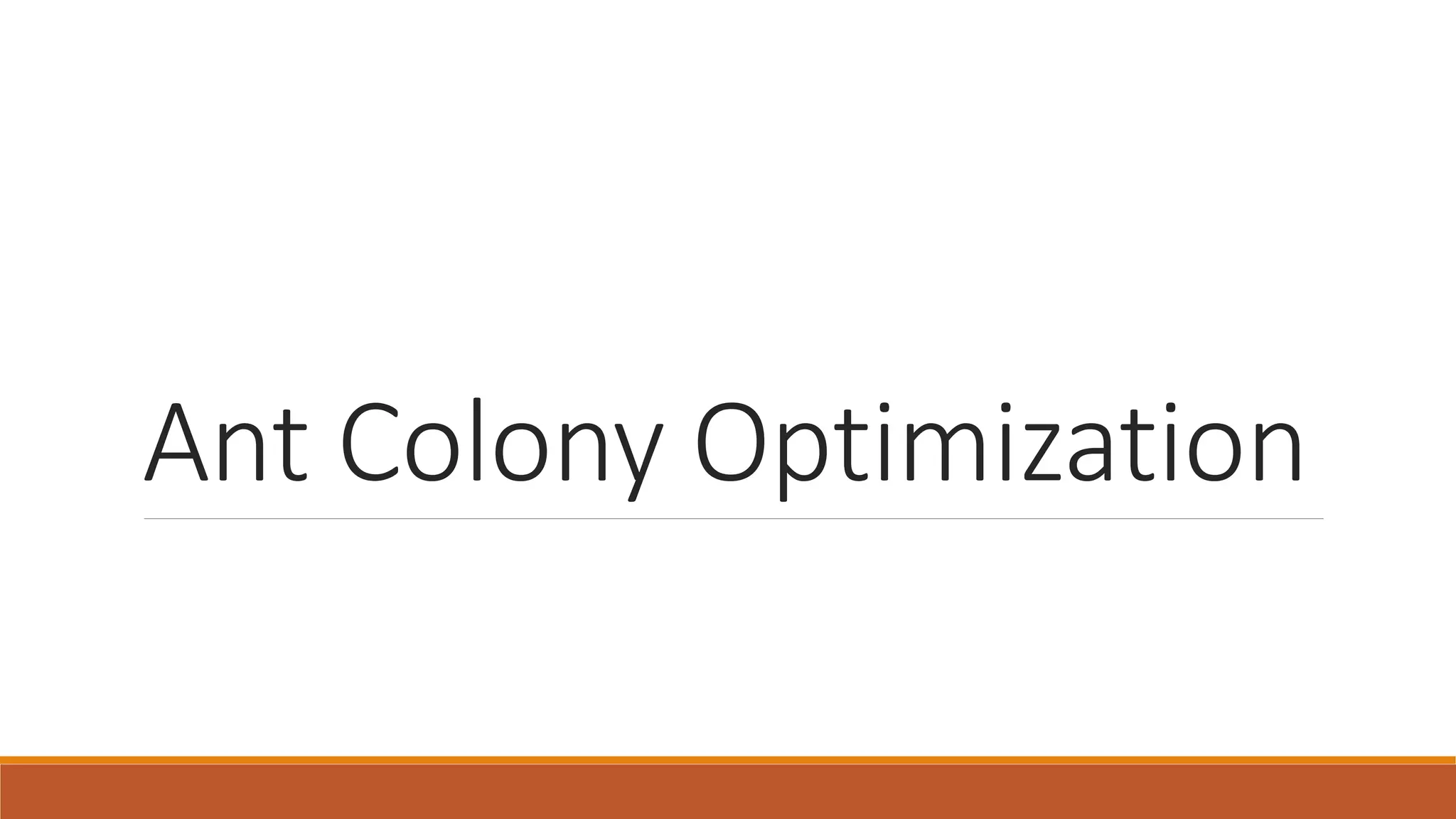 Ant Colony Optimization
 