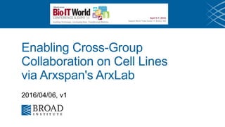 Enabling Cross-Group
Collaboration on Cell Lines
via Arxspan's ArxLab
2016/04/06, v1
 
