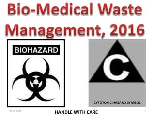 30-09-2016 1
HANDLE WITH CARE
CYTOTOXIC HAZARD SYMBOL
 