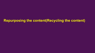 Repurposing the content(Recycling the content)
 