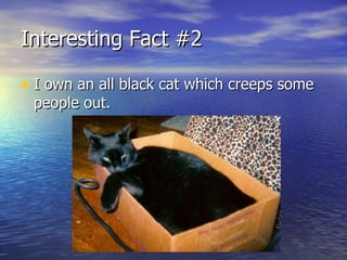 Interesting Fact #2 I own an all black cat which creeps some people out.  