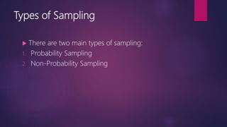 Bio statistics-Sampling techniques, Probability Sampling, Non ...