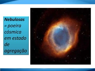 Nebulosas
= poeira
cósmica
em estado
de
agregação
 