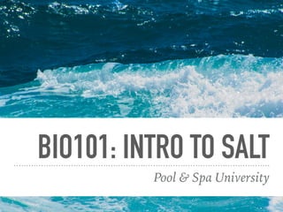 BIO101: INTRO TO SALT
Pool & Spa University
 
