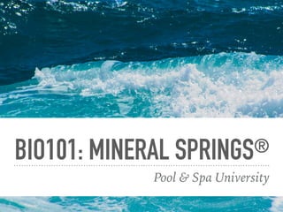 BIO101: MINERAL SPRINGS®
Pool & Spa University
 