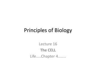 Principles of Biology
Lecture 16
The CELL
Life…..Chapter 4……..
 