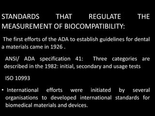 Biocompatibilty of dental materials | PPTX