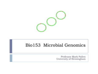 Bio153 Microbial Genomics

               Professor Mark Pallen
            University of Birmingham
 
