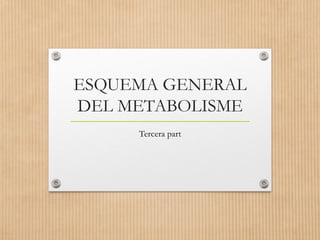 ESQUEMA GENERAL 
DEL METABOLISME 
Tercera part 
 
