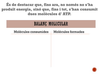 Molècules consumides Molècules formades 
 