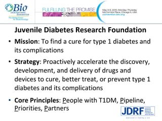 Juvenile Diabetes Research Foundation <ul><li>Mission : To find a cure for type 1 diabetes and its complications </li></ul...