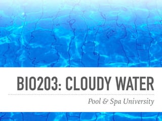 BIO203: CLOUDY WATER
Pool & Spa University
 