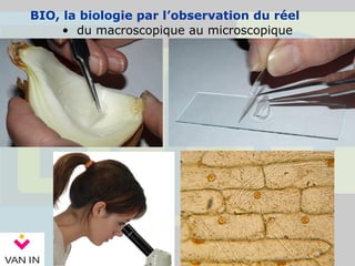 BIO, la biologie par l’observation du réel
• du macroscopique au microscopique
 